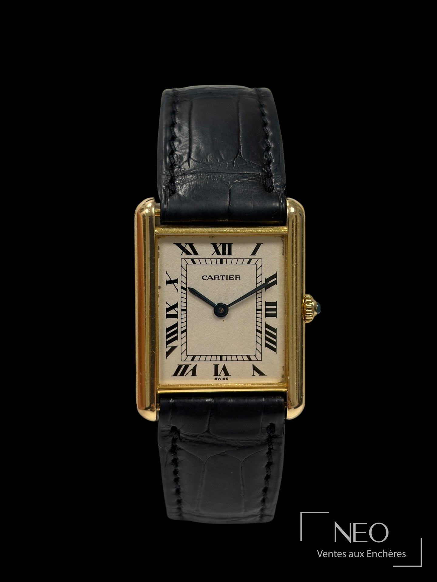 Cartier Tank, montre bracelet en or jaune 18K, mouvement quartz