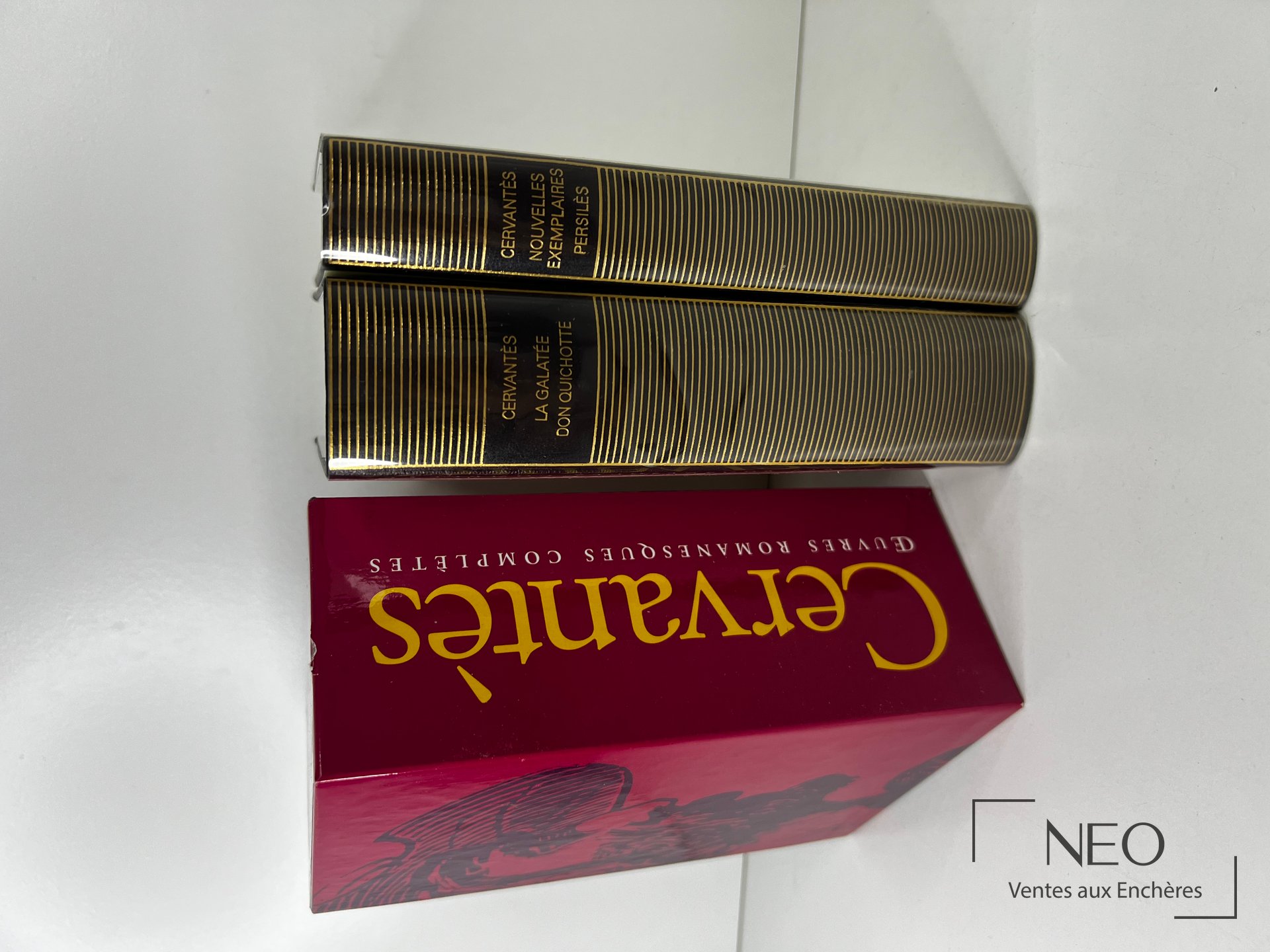 Coffret et dos des deux volumes Cervantes La Pléiade
