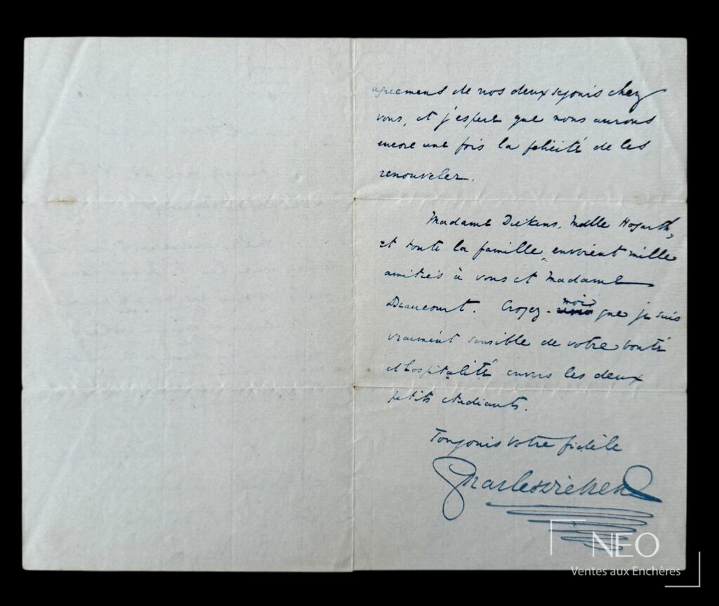 Lettre autographe signée de Charles Dickens sur feuille pliée