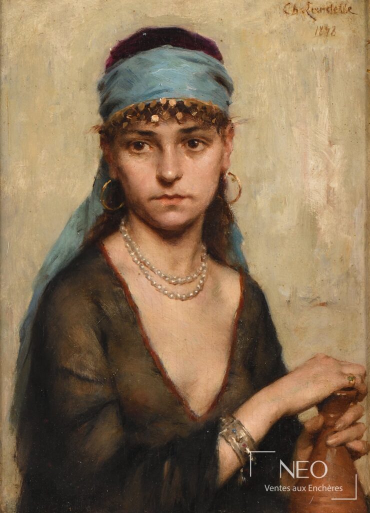 Portrait de femme au turban bleu