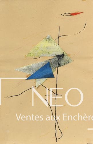 Composition de Charlotte Henschel sur papier avec formes colorées et lignes noires