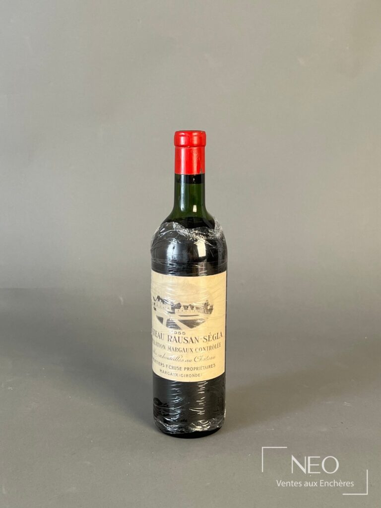 Bouteille de Château Rausan-Ségla 1955 vue de face avec étiquette principale