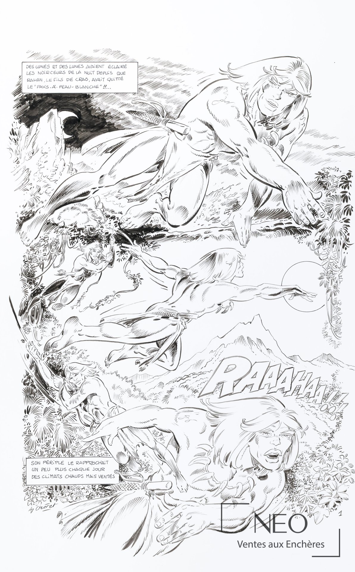 CHERET André et LECUREUX Jean François Rahan, planche originale signée