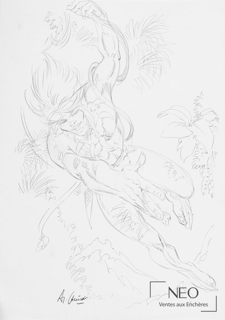Dessin de Rahan au mine de plomb