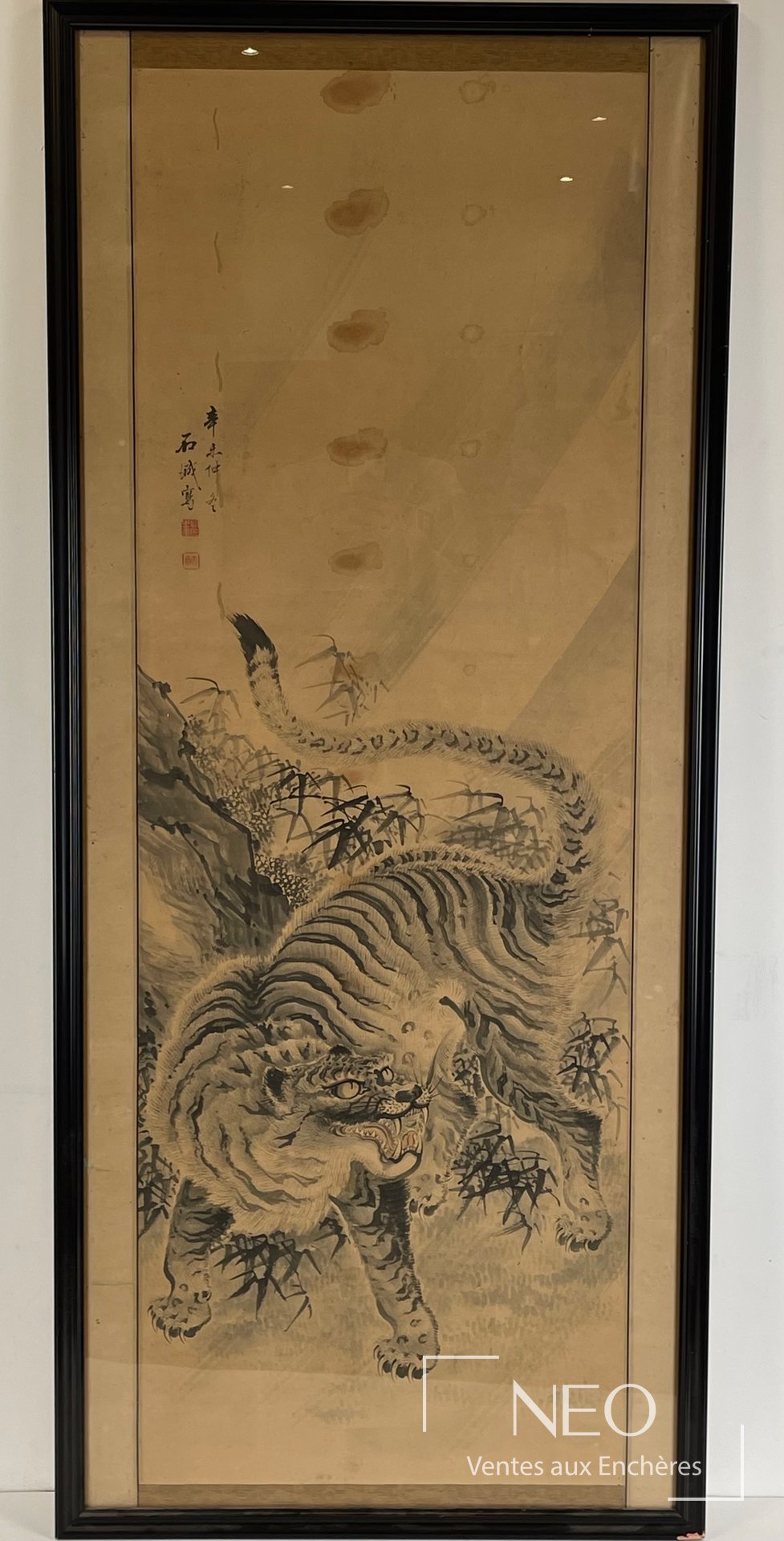 Chine XXe siècle Tigre, encre et lavis d’encre sur papier