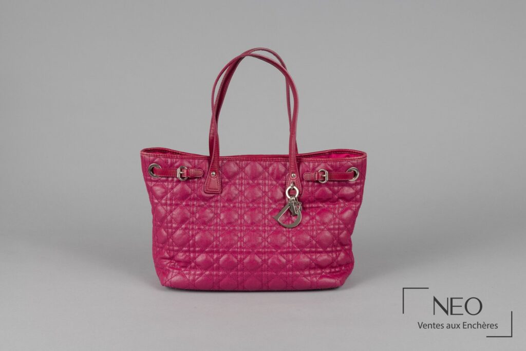 Sac cabas Christian Dior Panarea rose fuchsia en vue de face