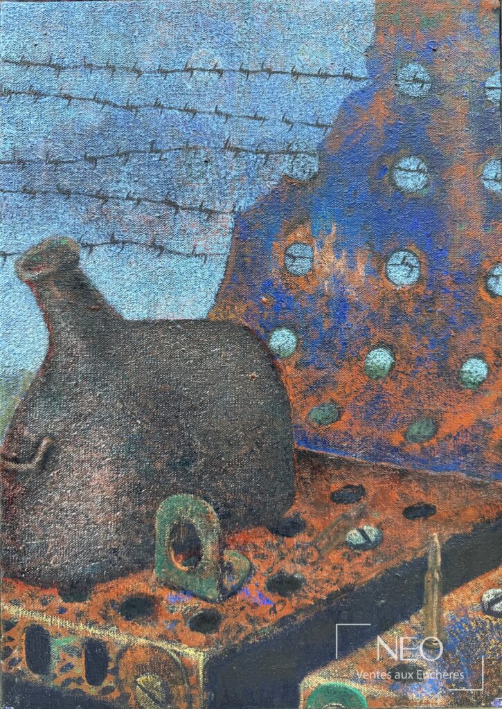 Huile sur toile de Christian Zeimert aux tons bleus