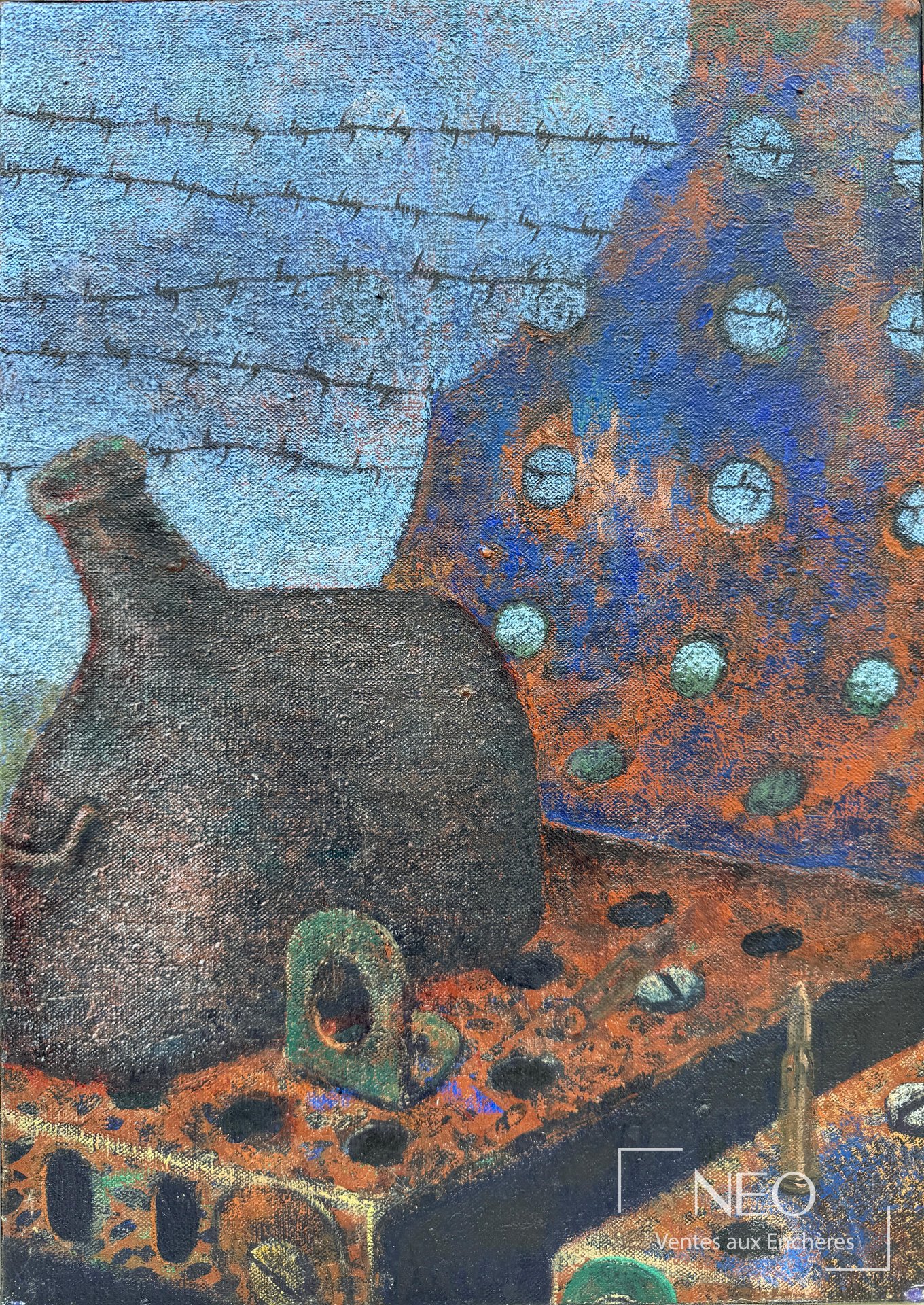 Huile sur toile de Christian Zeimert aux tons bleus