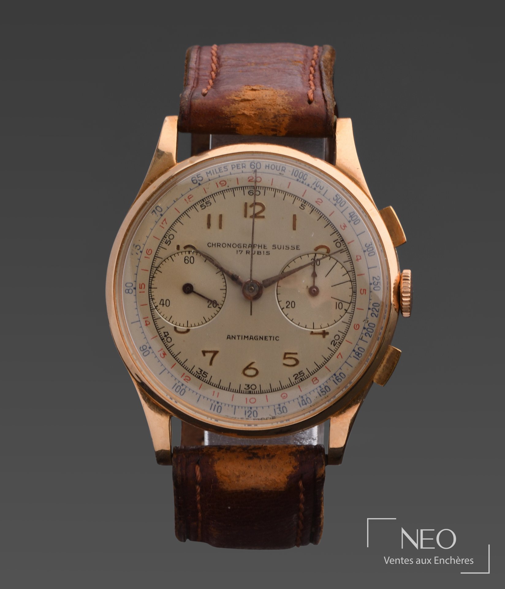 Montre-bracelet chronographe suisse en or jaune