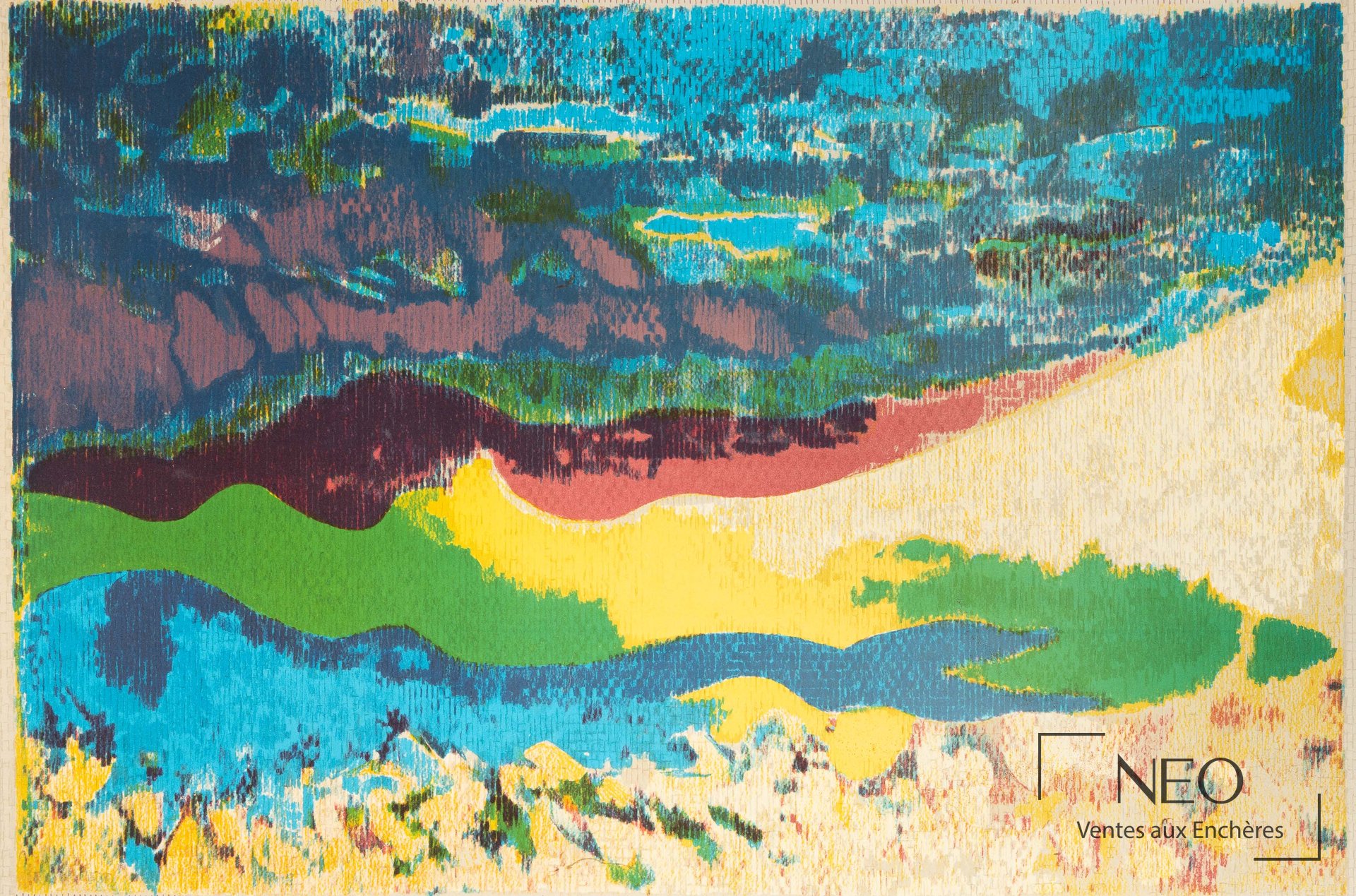 Claude Bellegarde, Sans titre, lithographie en couleurs sur vélin