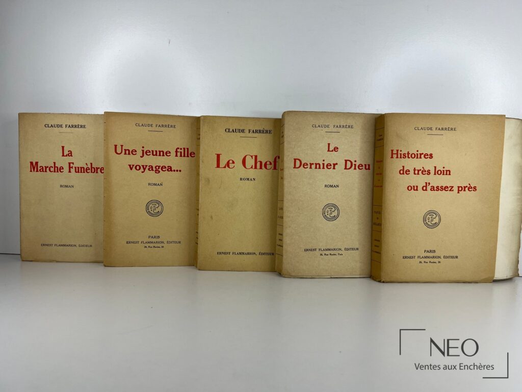 Couvertures de cinq romans de Claude Farrère alignées