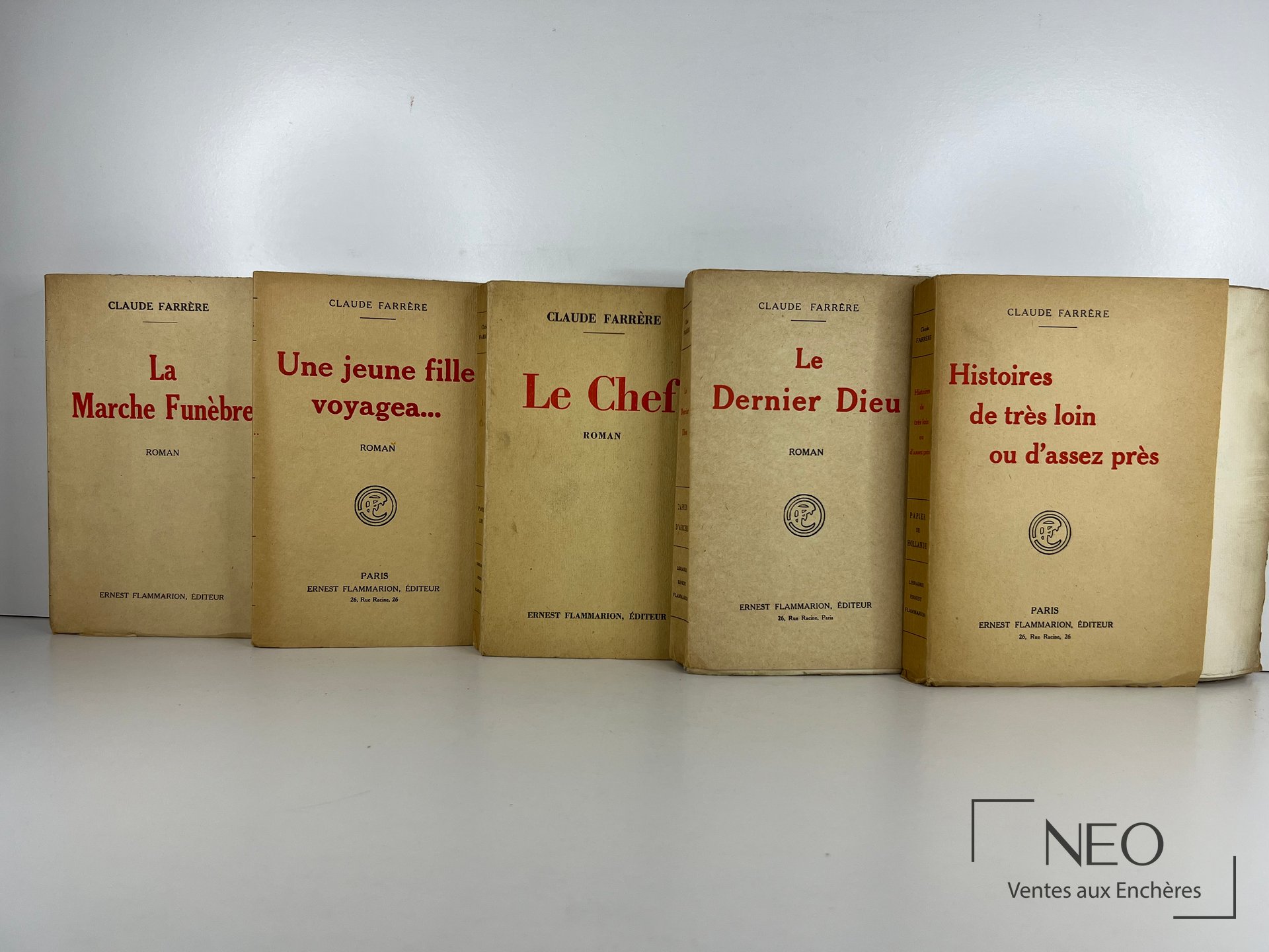 Couvertures de cinq romans de Claude Farrère alignées
