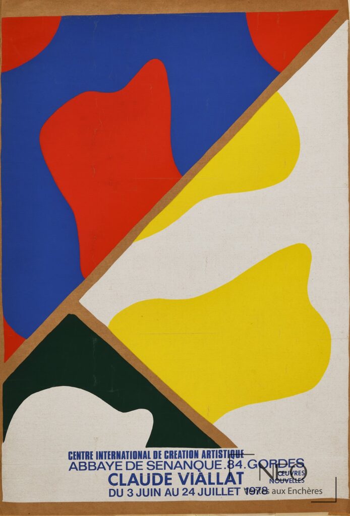 Affiche colorée de Claude VIALLAT avec grands aplats bleu