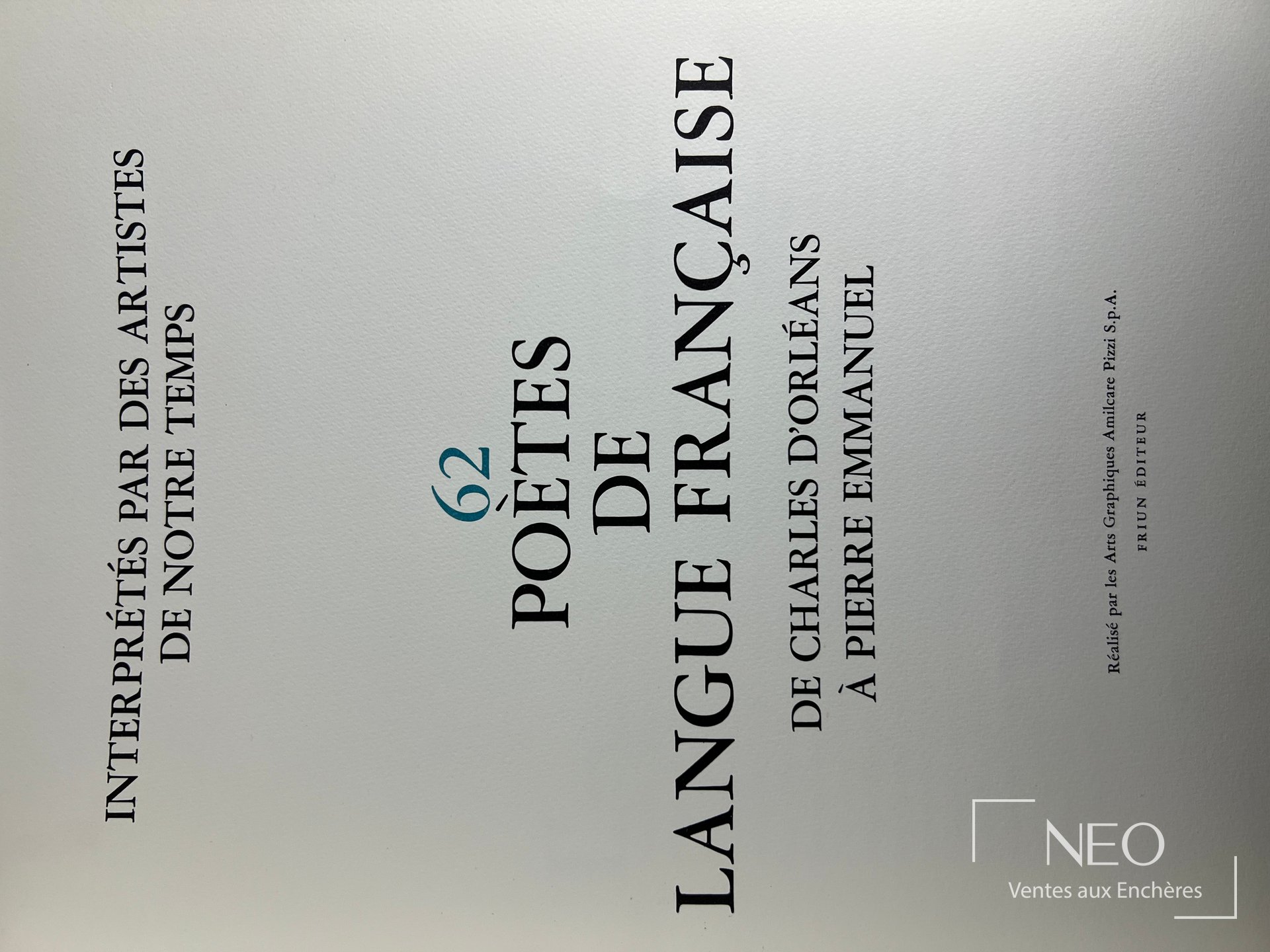 Collectif. 62 poètes de langue française, édition de 1972