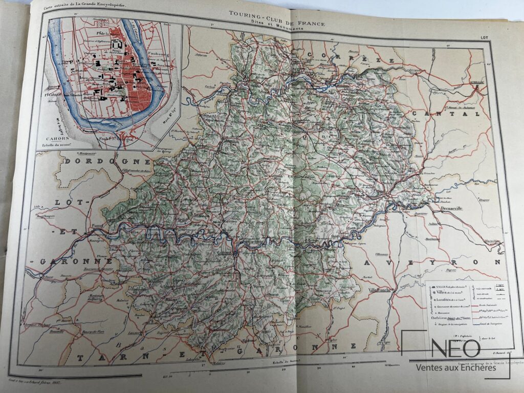 Carte colorée de la région du Lot