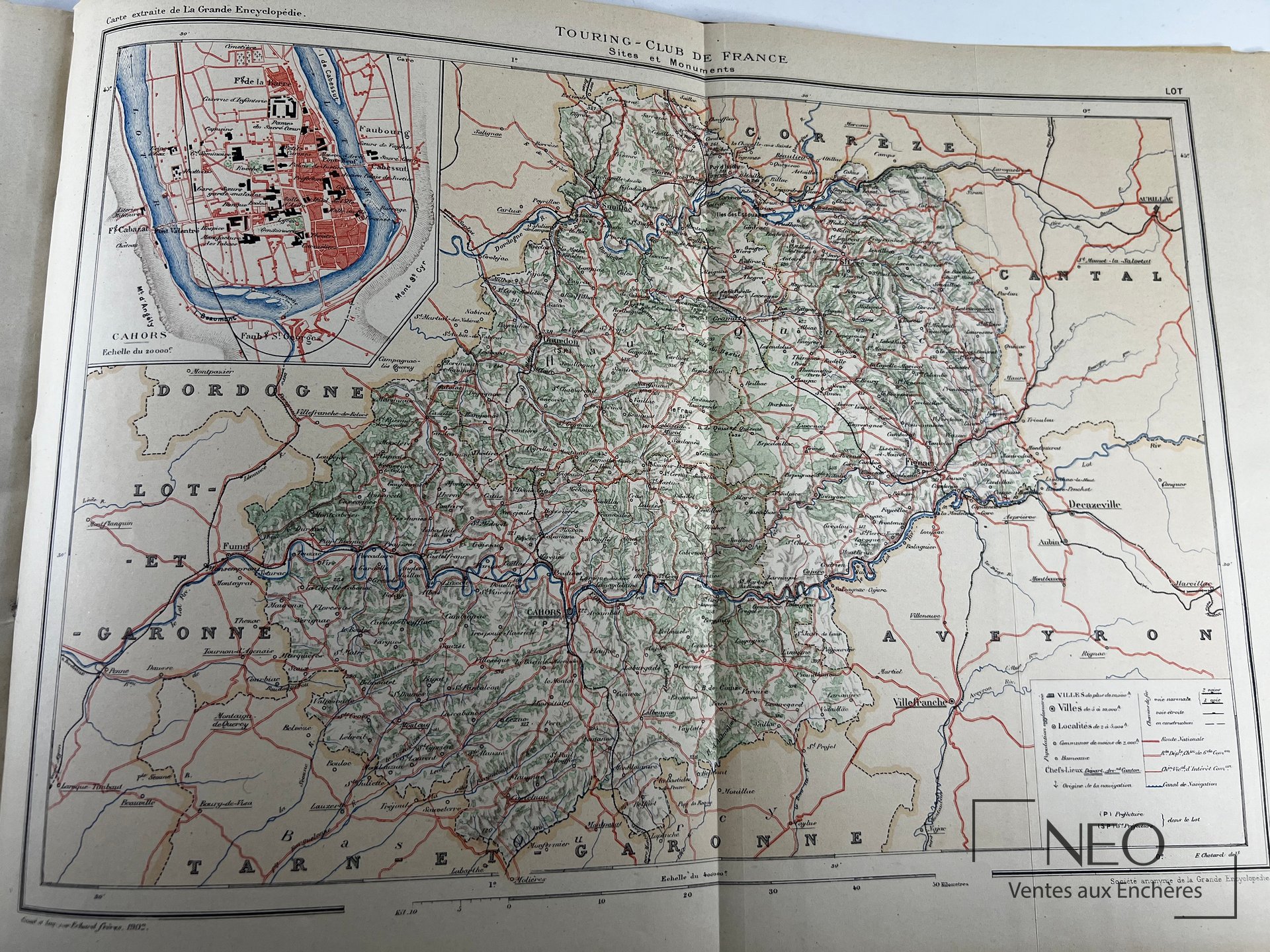 Carte colorée de la région du Lot