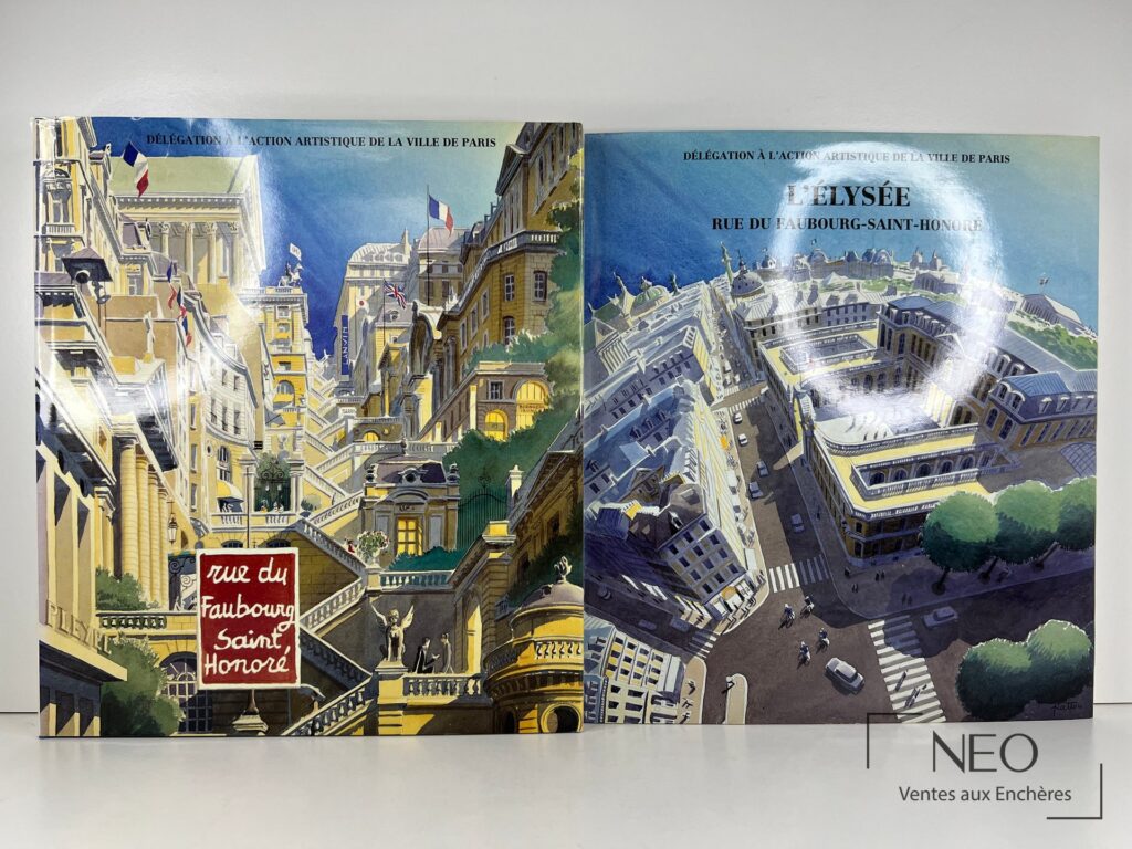 Deux volumes illustrés sur la rue du Faubourg Saint Honore et le Palais de l'Élysée