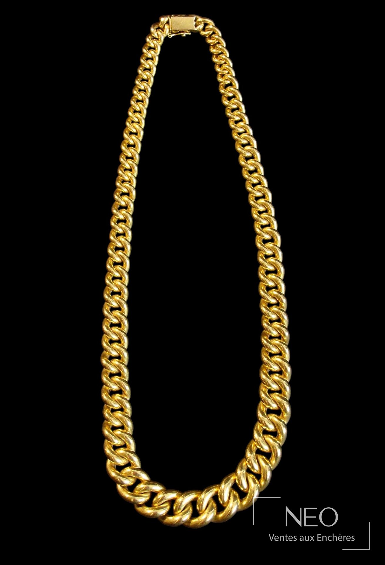 Collier en or jaune 18 carats à mailles forçat