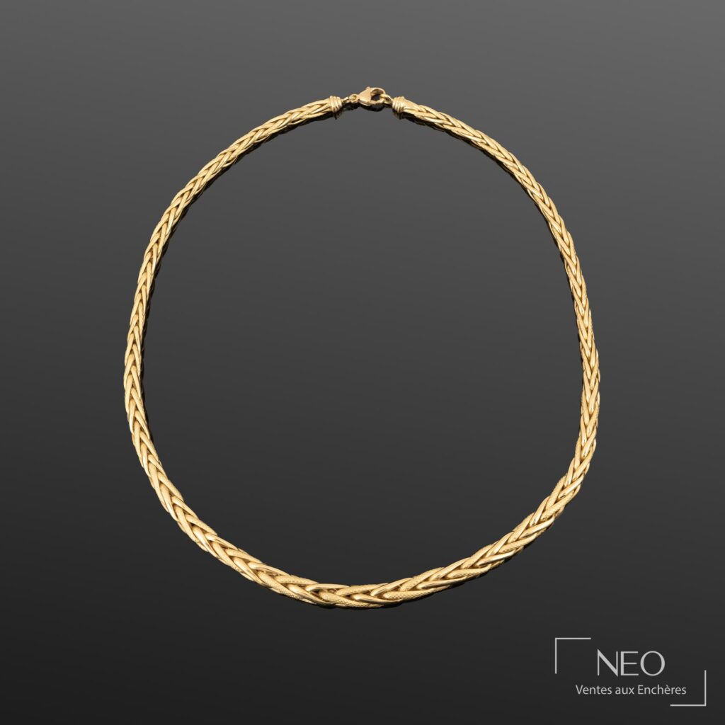 Collier en or jaune à maille palmier