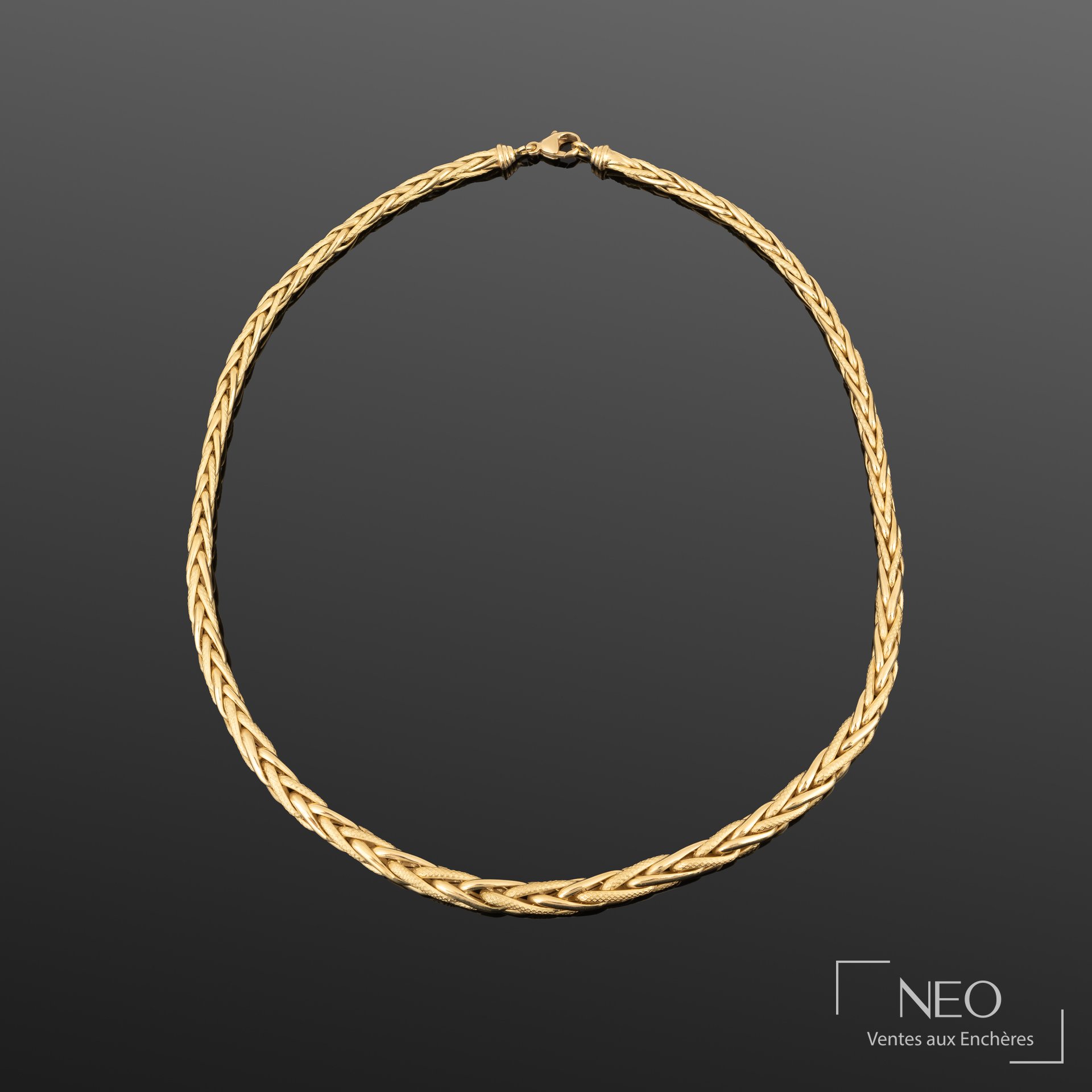 Collier en or jaune à maille palmier