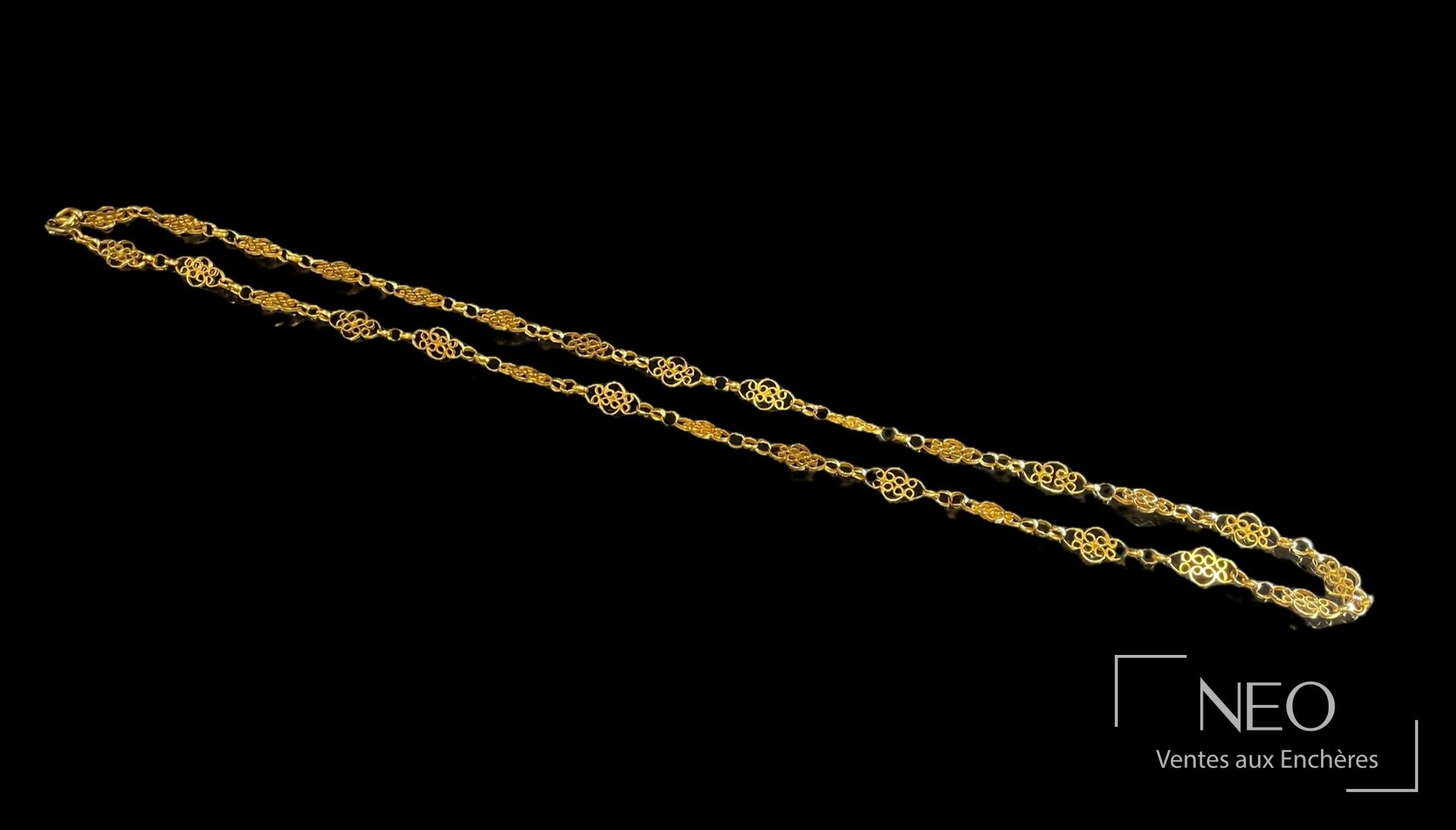 Collier en or jaune 18 carats à mailles filigrannées