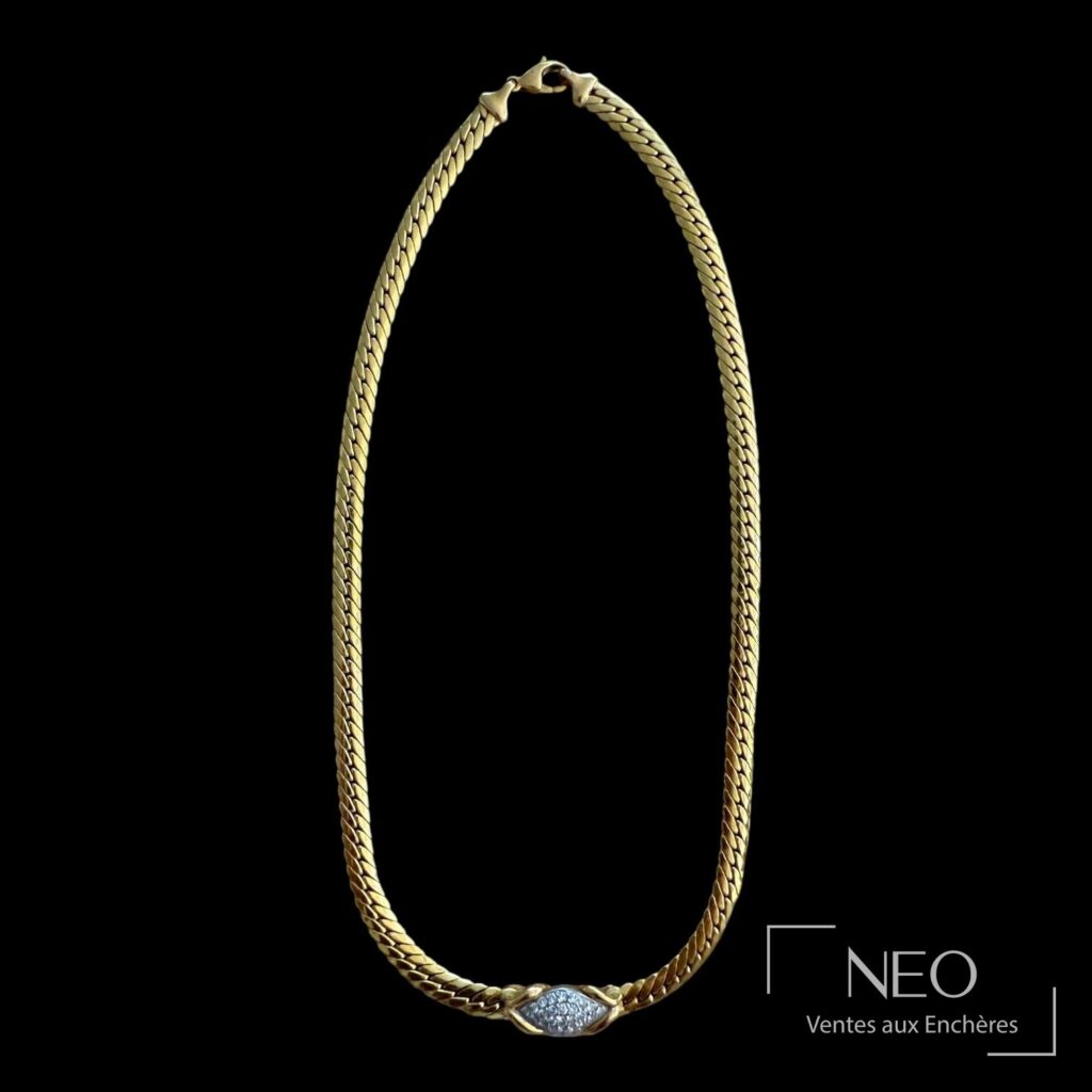 Collier en or jaune et or gris à maille anglaise