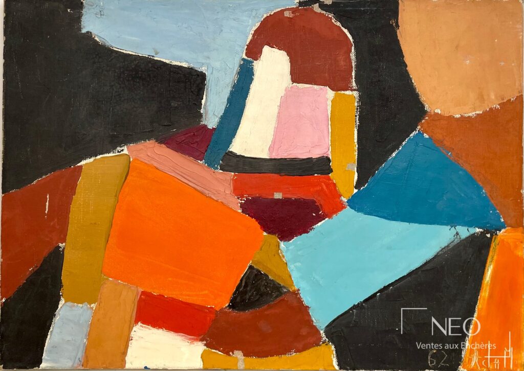 Composition abstraite aux aplats colorés sur toile
