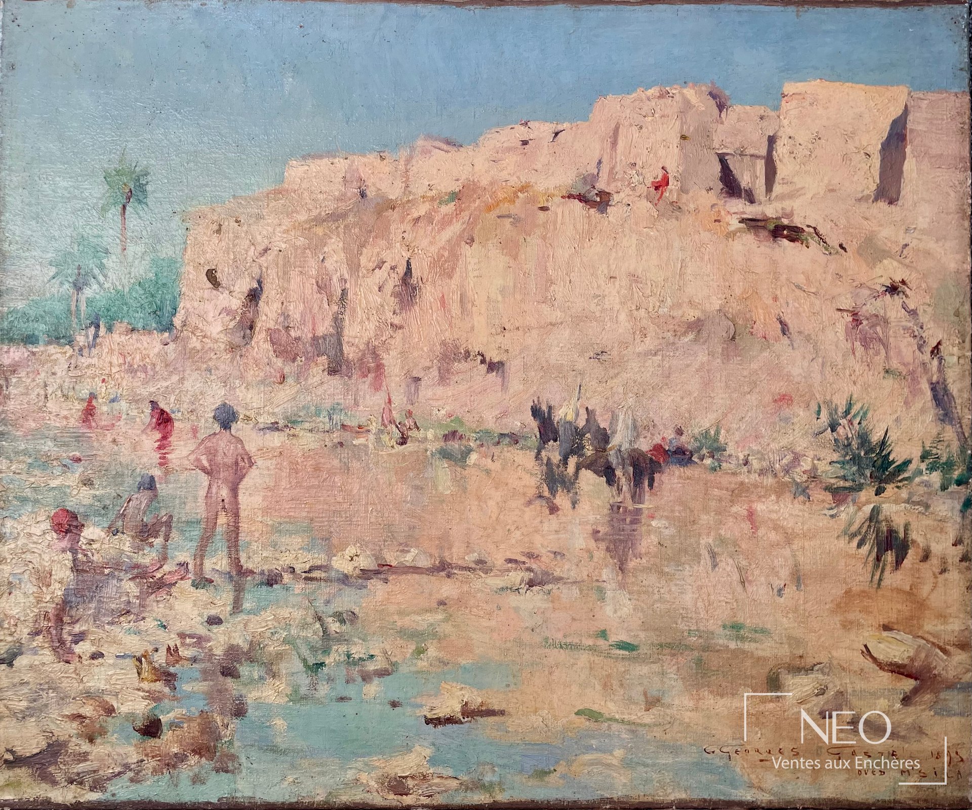Huile sur toile représentant Oued M'Sila