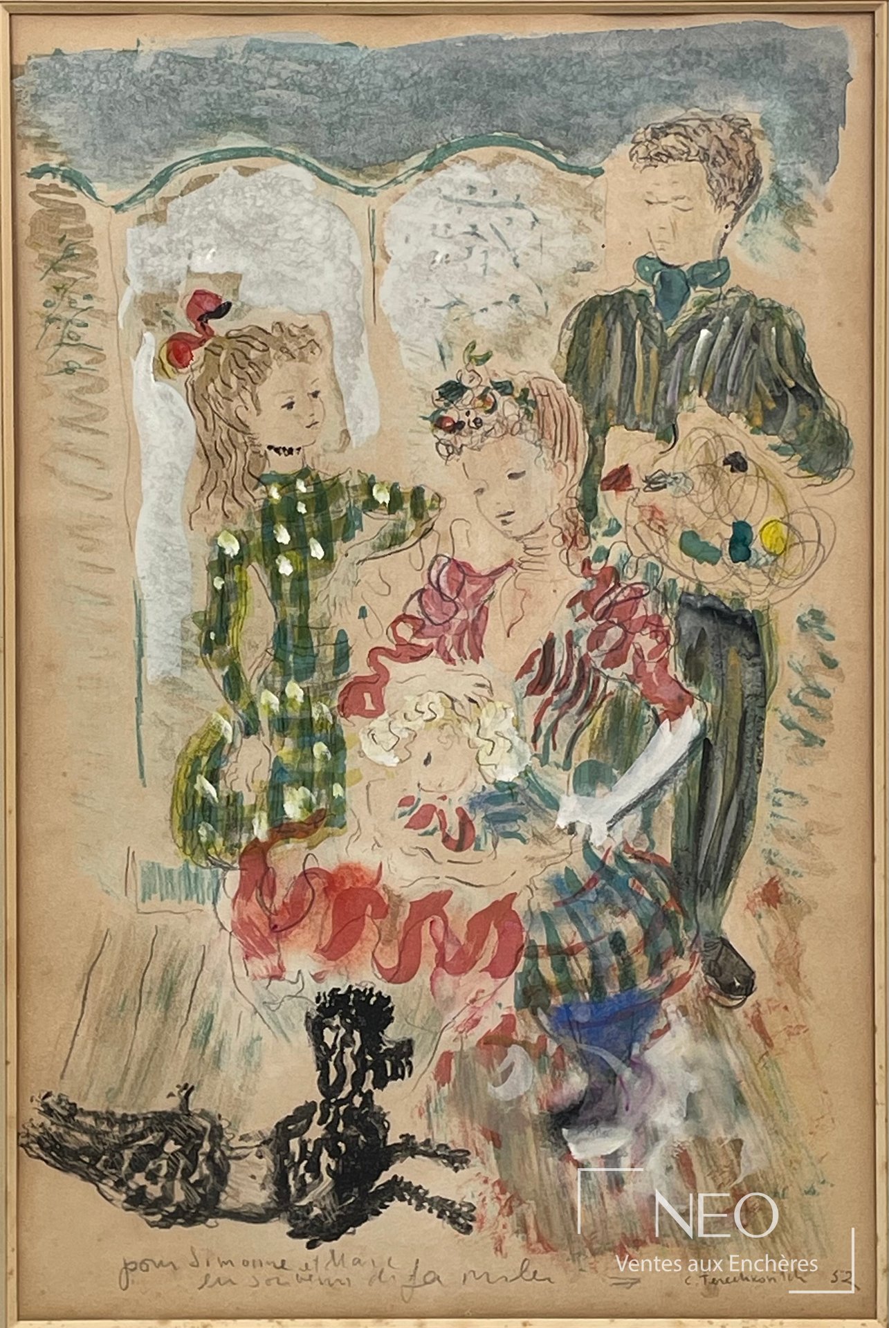 Constantin Andréevitch Terechkovitch, Famille, 1952, dessin sur papier