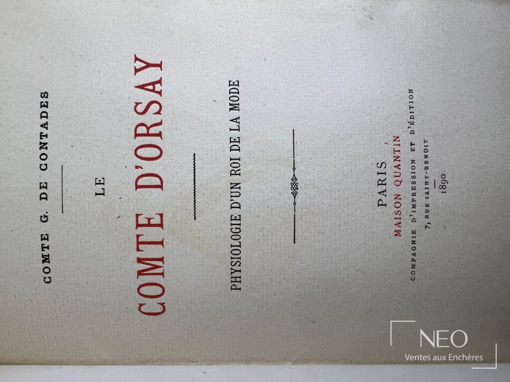 Première de couverture du livre Le Comte D'Orsay de Contades Gérard de