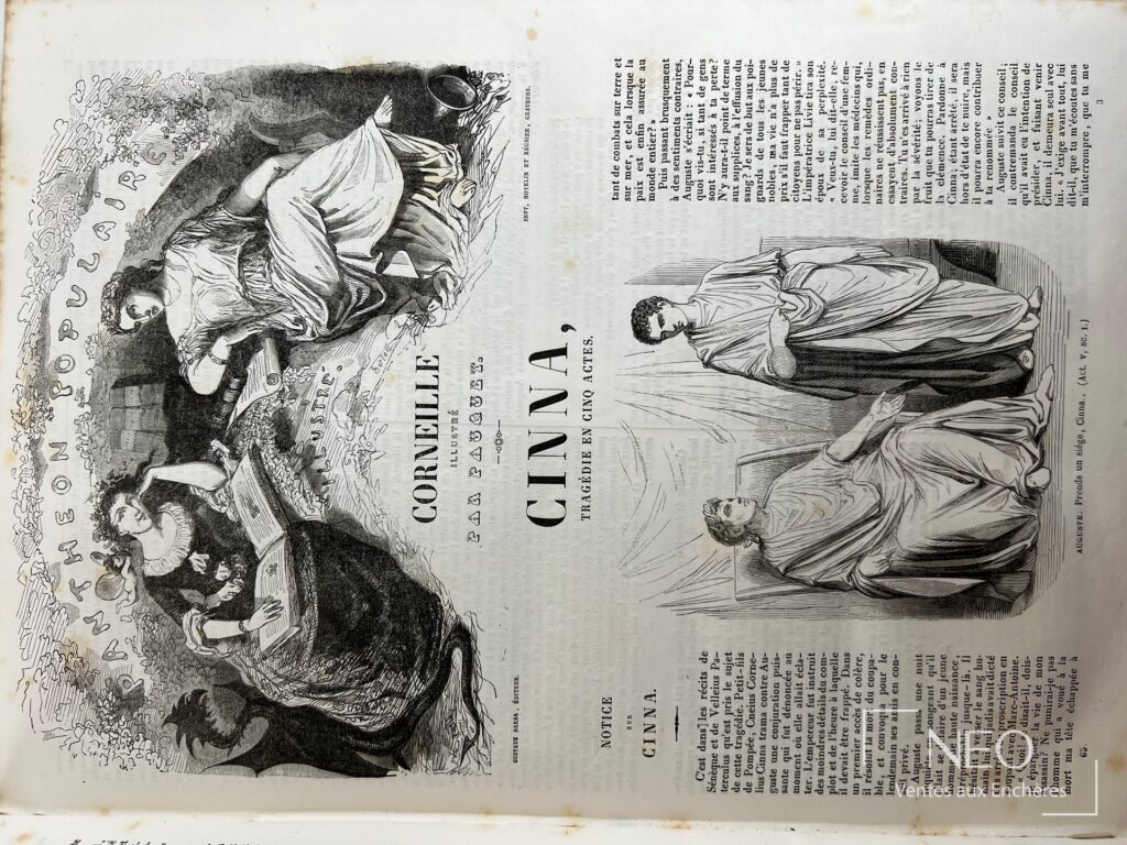 Page de titre des Oeuvres de Corneille avec illustration et texte imprimé