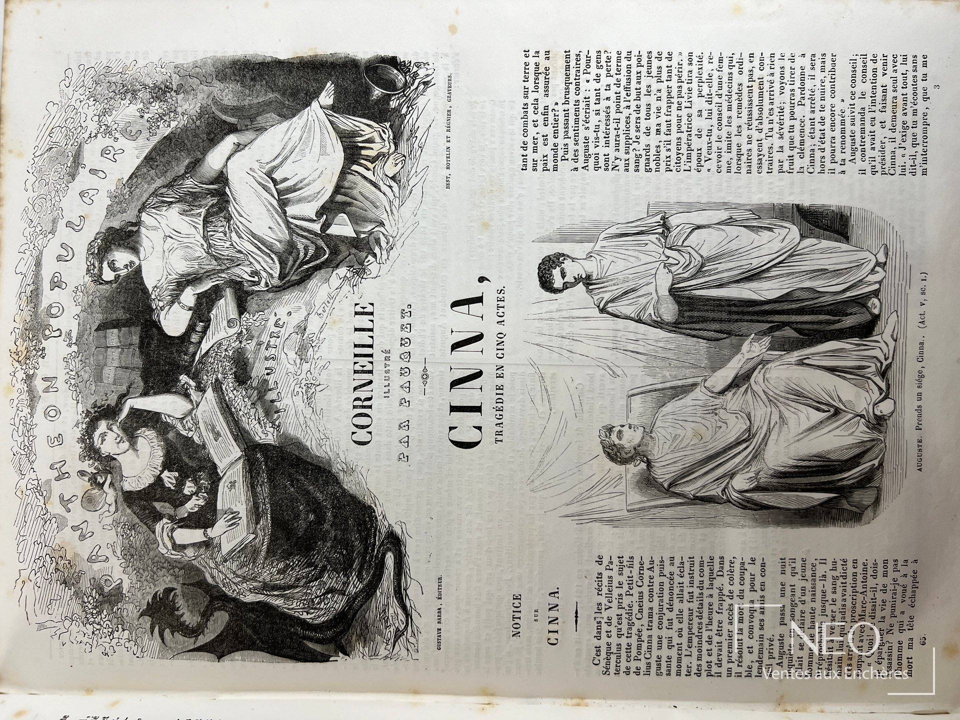 Page de titre des Oeuvres de Corneille avec illustration et texte imprimé