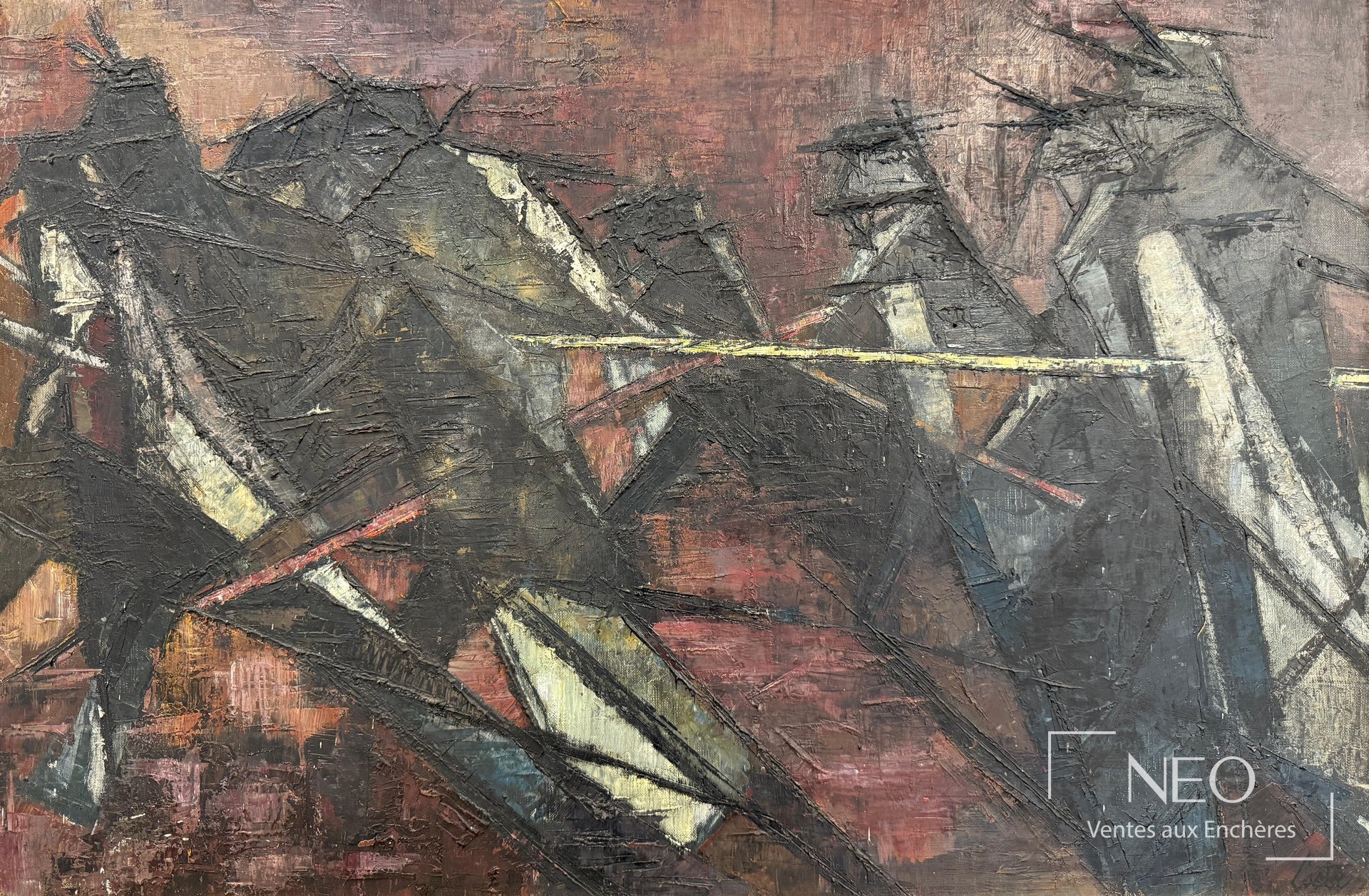 Composition abstraite de Costa en huile sur toile
