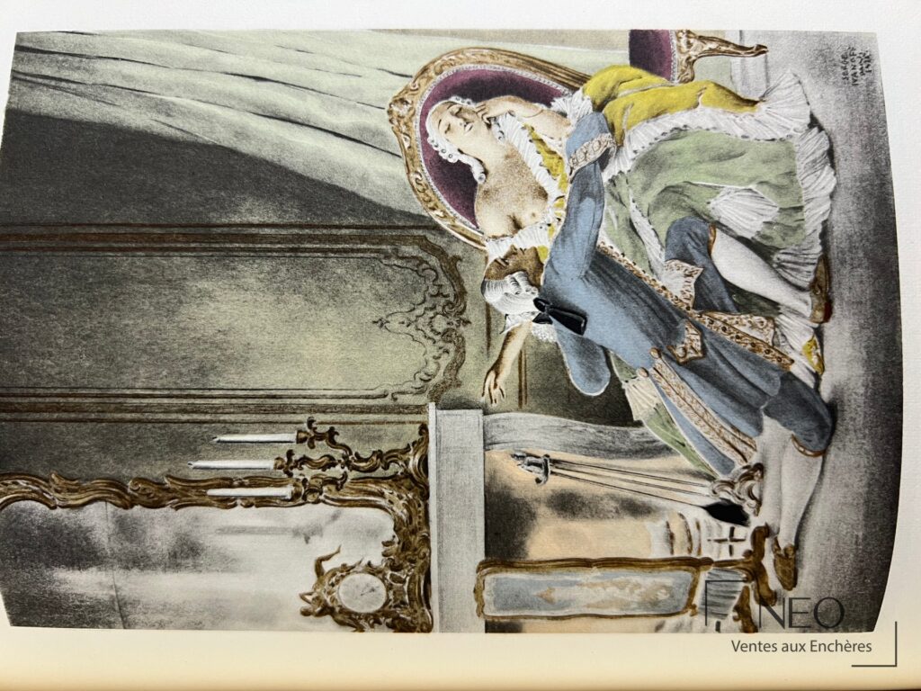 Page illustrée en couleurs représentant une scène d’intérieur avec deux personnages