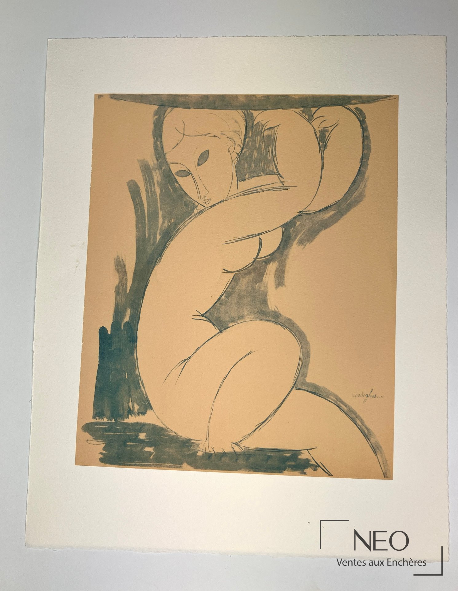 D’après Amédéo Modigliani, Cariatide, lithographie en couleurs