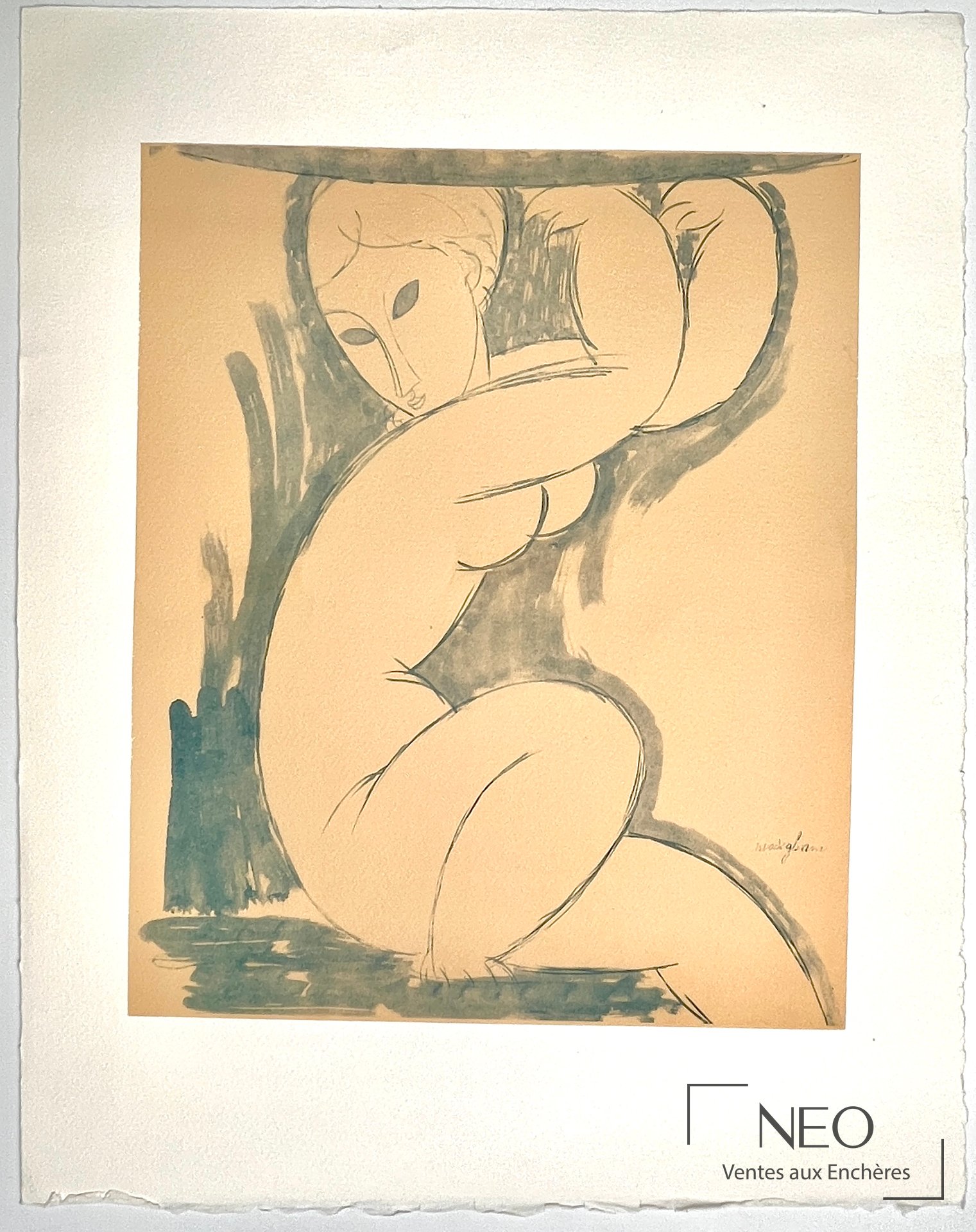 D’après Amedeo Modigliani, Cariatide, lithographie en couleurs sur papier