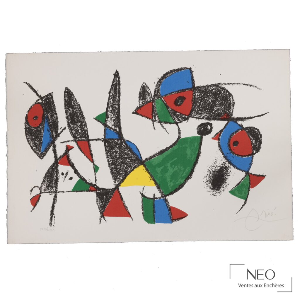 Lithographie abstraite de Joan Miró en couleurs sur vélin d'Arches