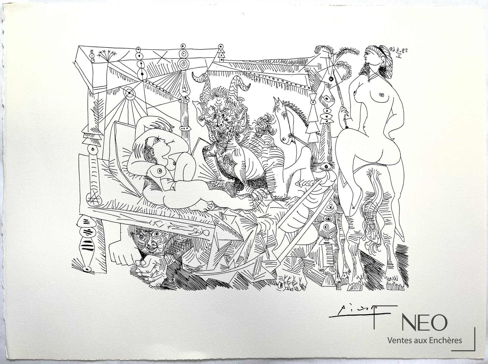 D’après Pablo Picasso, Composition – 28.4.68.II, lithographie sur papier