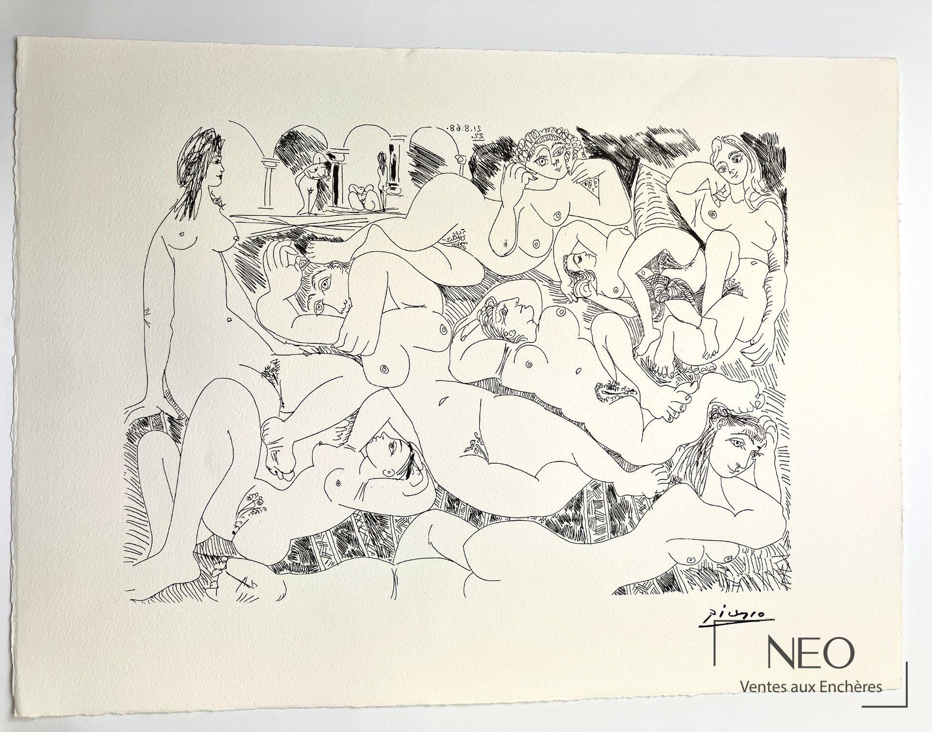 D&rsquo;après Pablo Picasso, Composition – 21.8.68.55, lithographie sur papier