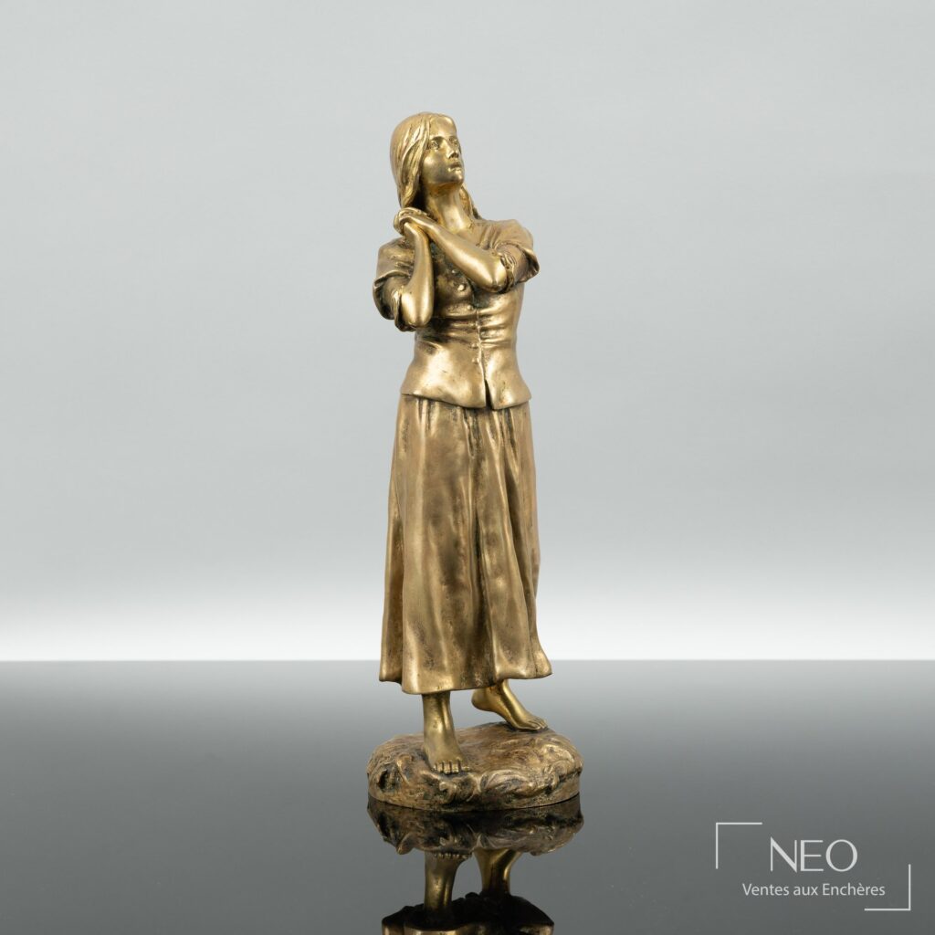 Sculpture Jeanne d'Arc en bronze doré