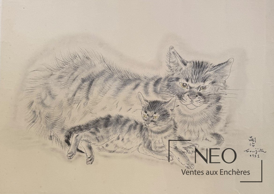 Estampe de chats par Foujita