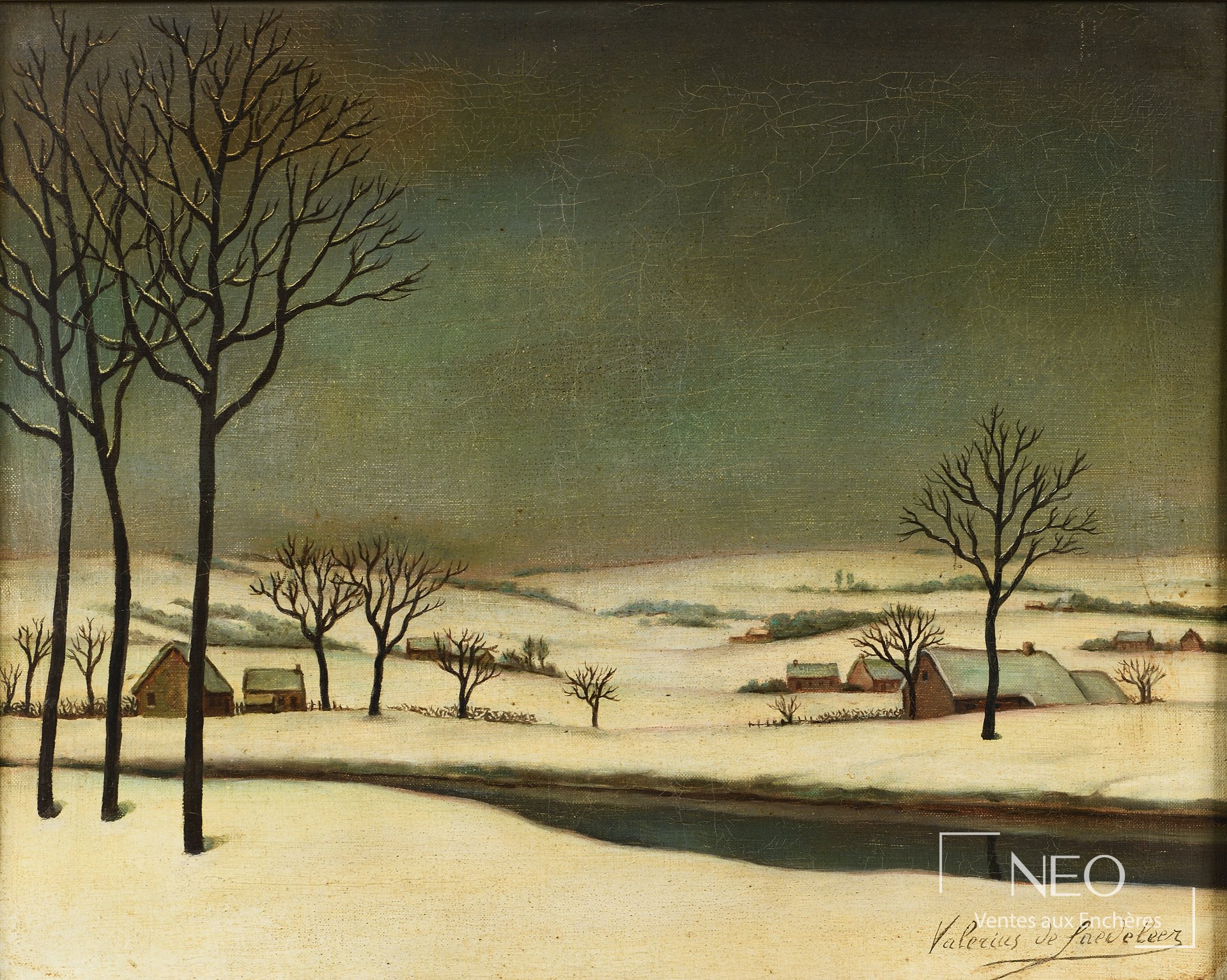 Paysage enneigé à l'huile sur toile