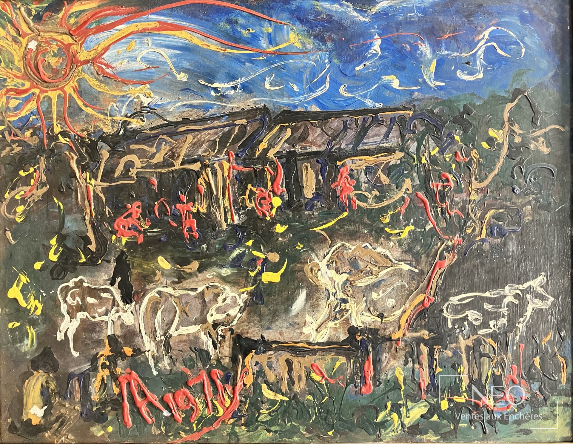 Composition abstraite colorée sur toile