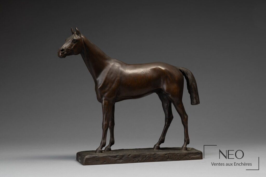 Cheval pur-sang en bronze à patine brune