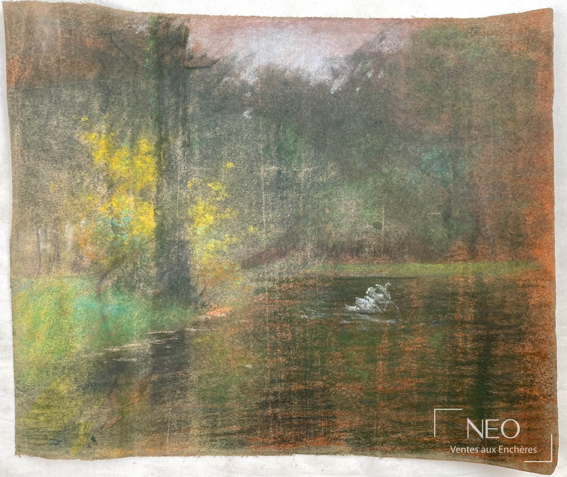 Paysage au pastel sur papier