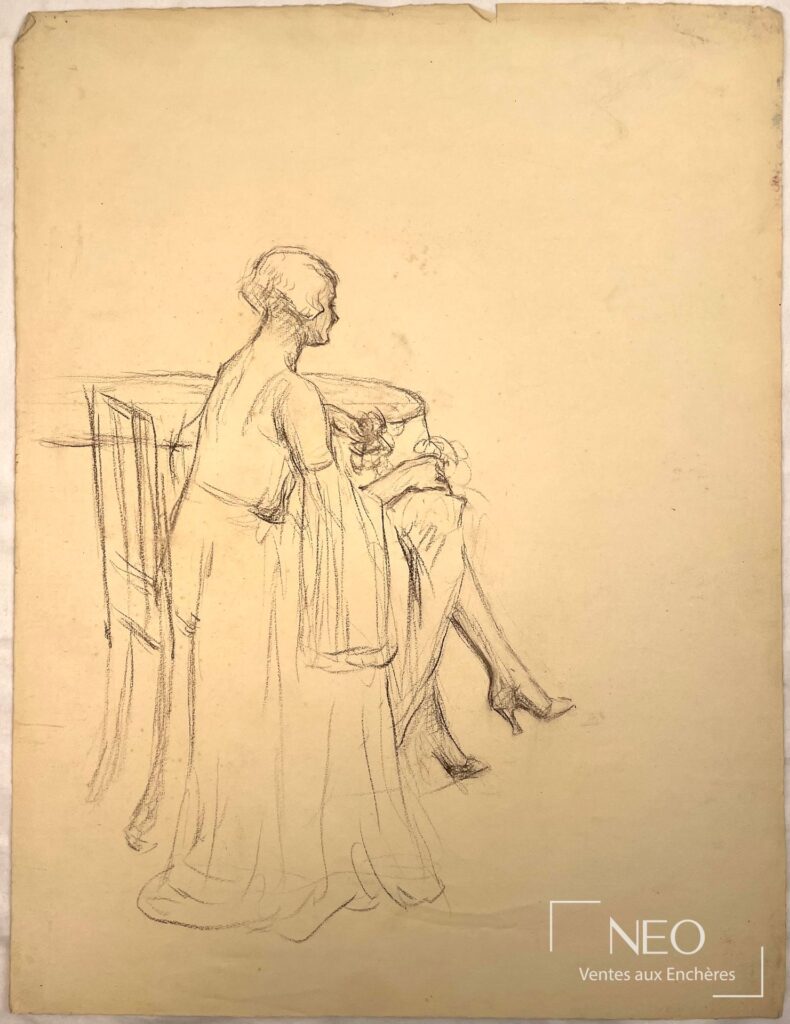 Dessin de femme assise de Delphin Enjolras attribué