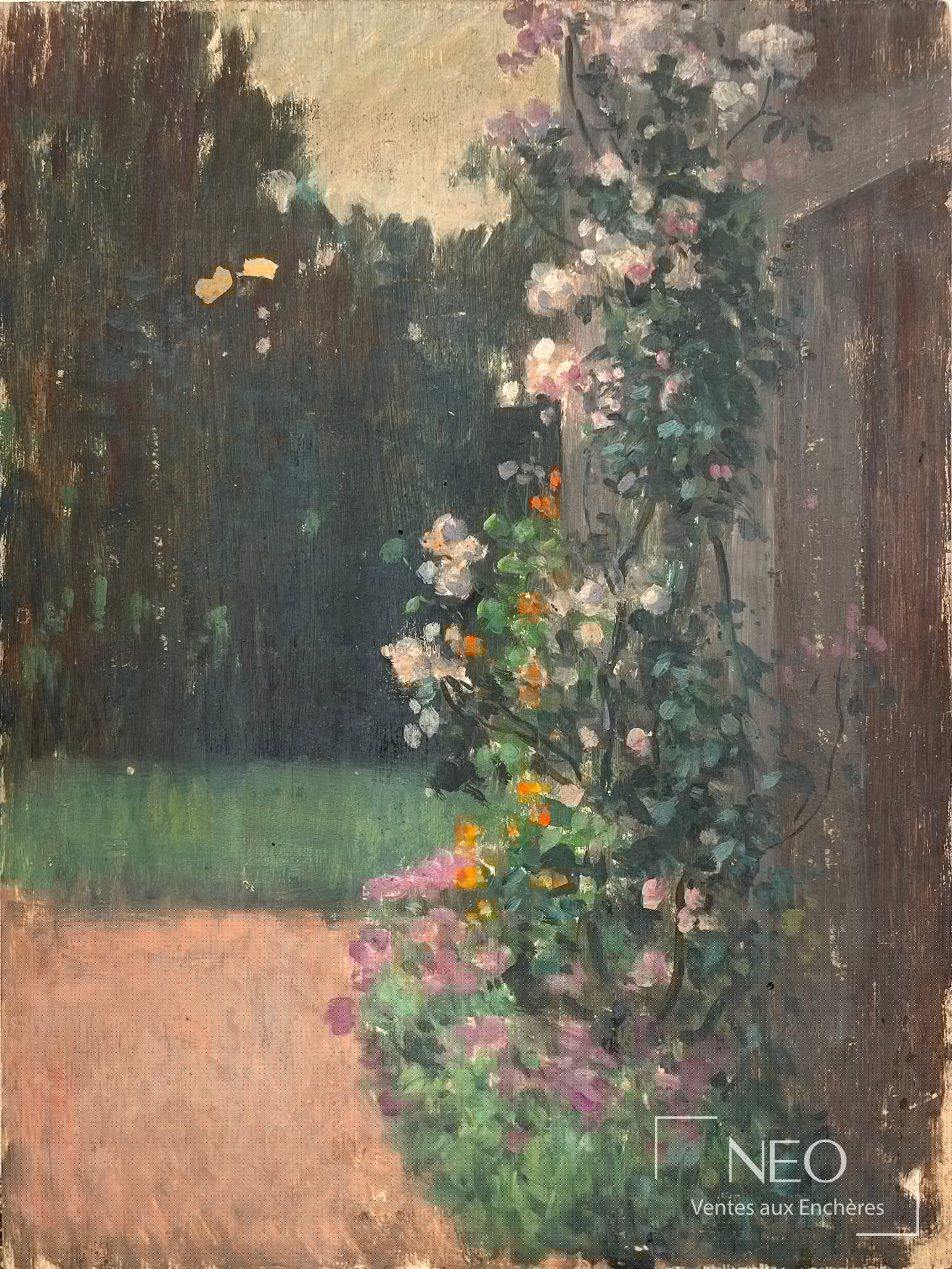 Montant de fenêtre fleuri attribué à Delphin Enjolras