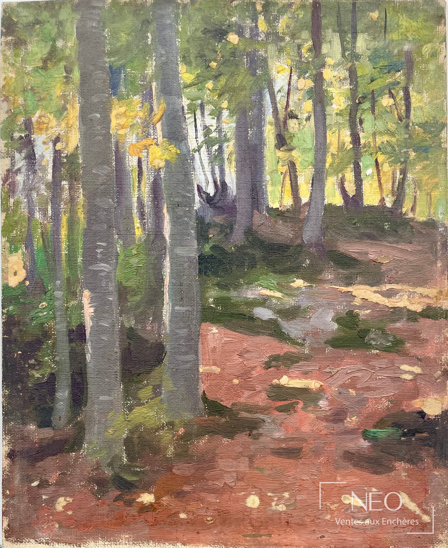 Vue de sous-bois peinte à l'huile