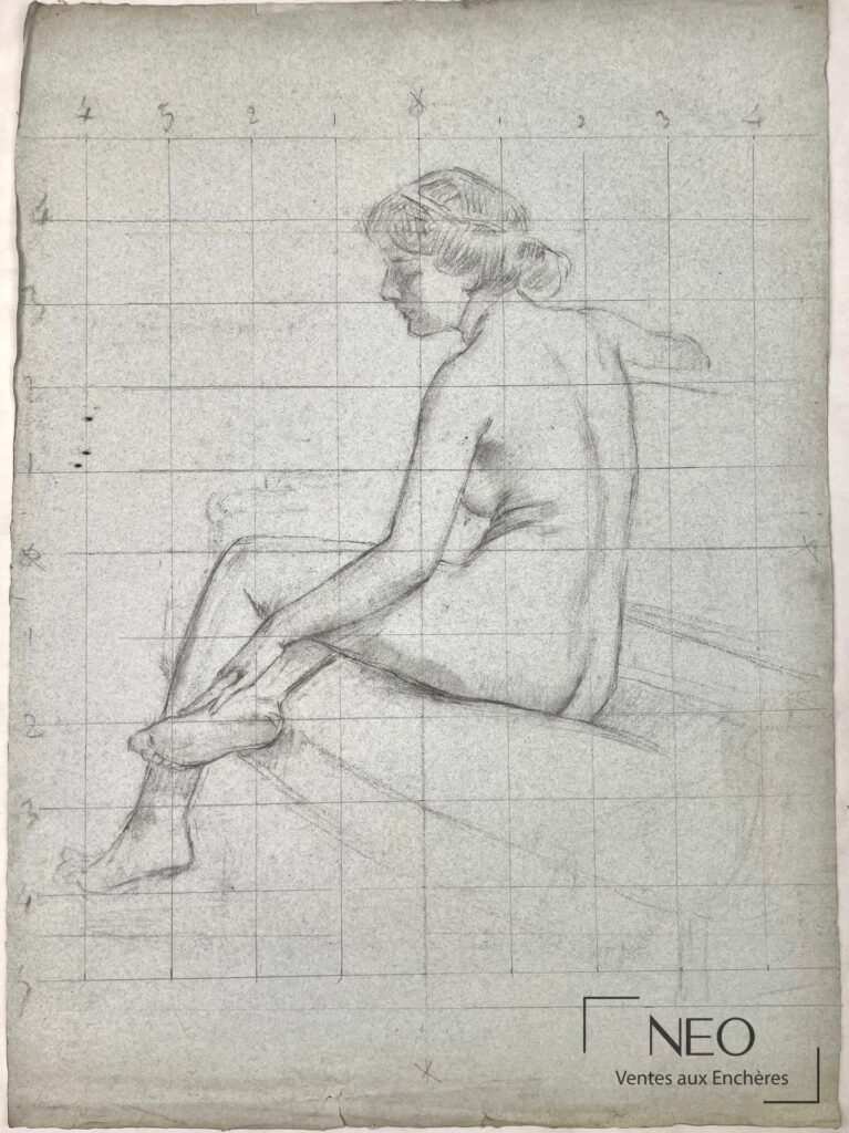 Étude de femme nue assise attribuée à Delphin Enjolras