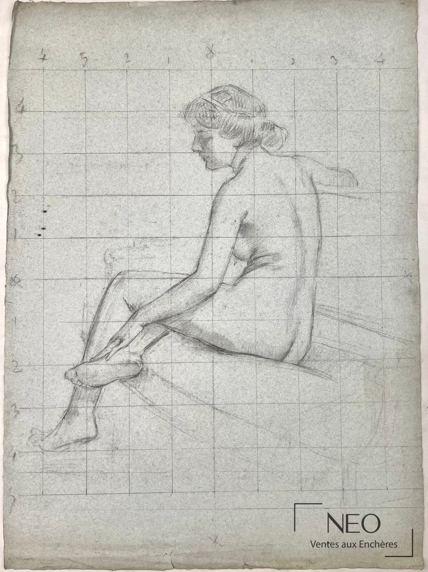 Étude de femme nue assise attribuée à Delphin Enjolras